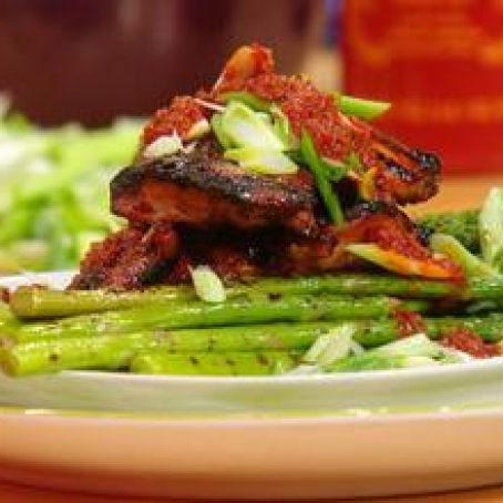Chicken - Grilled Sweet-and-Sticky Chicken, Asparagus and Harissa