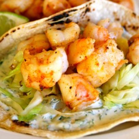 Shrimp Tacos with Cilantro Sauce
