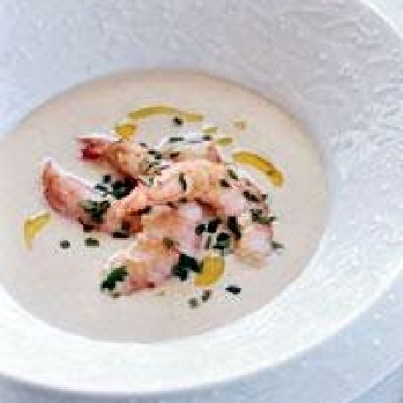White Gazpacho with Pickled Shrimp
