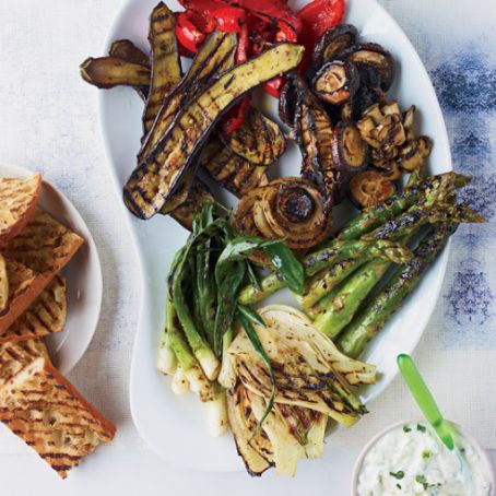 Spicy Jerk Vegetables with Yogurt-Scallion Sauce