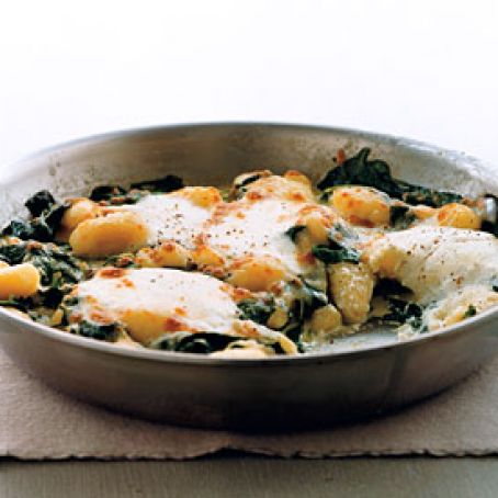 Gratineed Gnocchi with Spinach and Ricotta