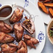 Haroset-Stuffed Hens with Gravy and Sweet Potatoes