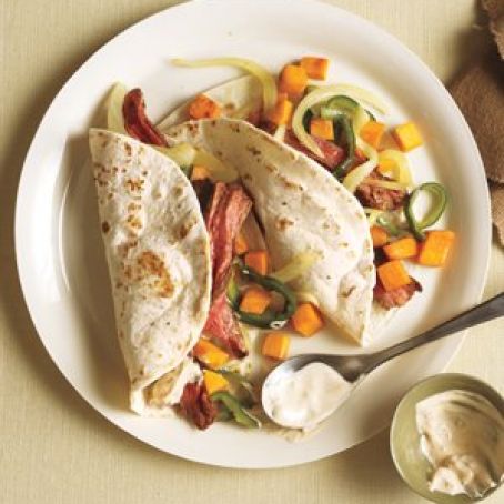 Steak Fajitas With Sweet Potato and Poblano