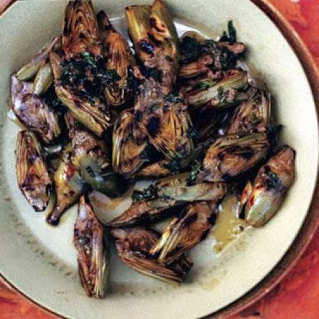 GRILLED BABY ARTICHOKES w/CAPER-MINT