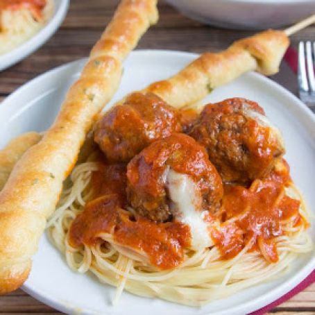 Cheesy Slow-Cooker Meatballs and Twisted Garlic Bread Skewers