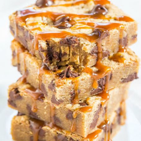 Salted Caramel Peanut Butter Chocolate Chip Bars