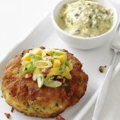 CAKES*****Canned Salmon Patties w/Spicy-Sweet Yogurt Dressing