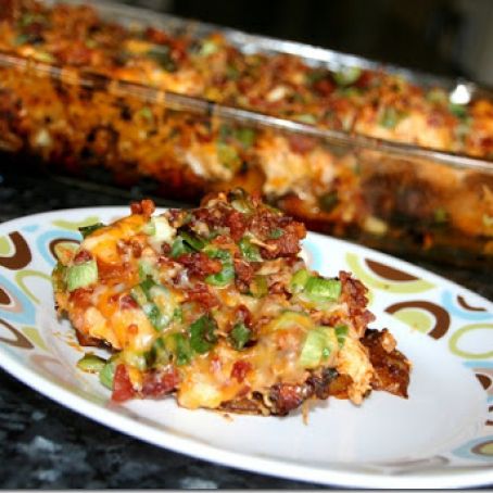 Loaded Potato & Buffalo Chicken Casserole
