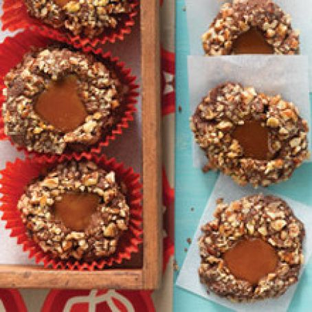 Chocolate Caramel Thumbprint Cookies