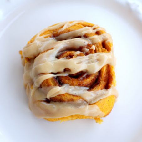 Pumpkin Cinnamon Rolls with Caramel Frosting