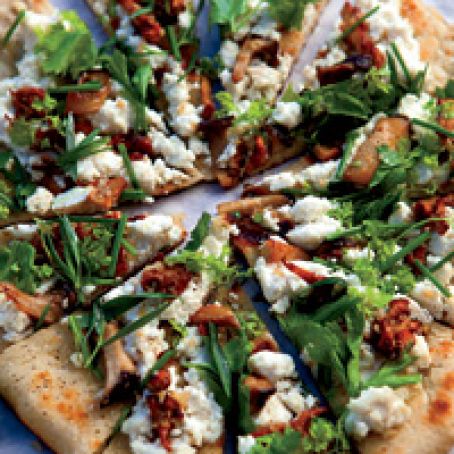 Grilled Flatbreads with Mushrooms, Ricatta and Herbs