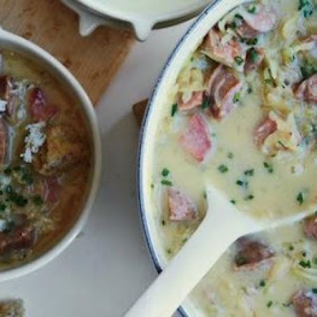 Reuben Chowder with Rye Croutons