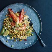 White Quinoa Grits with Shrimp and Mexican Grilled Corn
