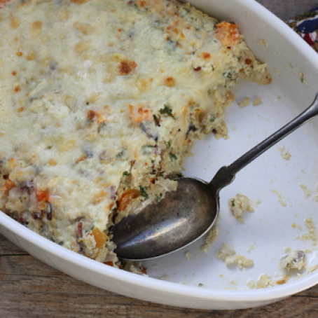 Cheesy Butternut Squash and Wild Rice Bake.