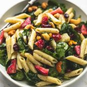 Strawberry Spinach Pasta Salad with Orange Poppy Seed Dressing