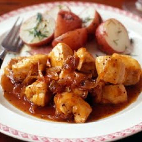 Apricot Poppy Chicken with Dill Potatoes