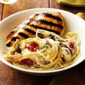 Grilled Chicken and Artichoke Carbonara