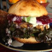 Yummy Yamburgers with Creamy Roasted Sesame Dressing  and Cranberry Sauce