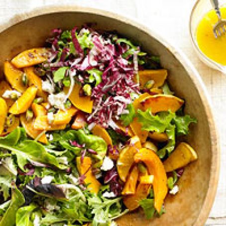 Caramelized Squash Salad with Pistachios and Goat Cheese