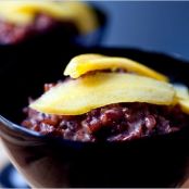 RED COCONUT RICE PUDDING w/MANGO