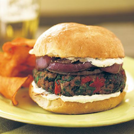 Greek-Style Burgers with Feta Aioli