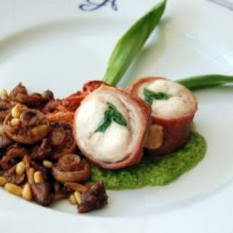 RAMP STUFFED RABBIT LOIN w/MUSHROOM RAGOUT