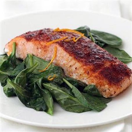 Smoked Paprika Roasted Salmon with Wilted Spinach