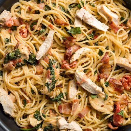 Chicken, Bacon & Spinach Spaghetti
