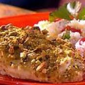 Roasted Chicken with Goat Cheese-Macadamia Nut Crust and Parsley-Pimento Couscous