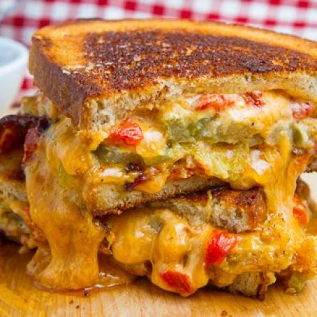 Bacon and Fried Green Tomato Pimento Grilled Cheese