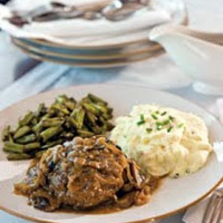 Beef, Hamburger Steaks with Mushroom and Onion Gravy