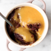 Chocolate flourless pudding cake with pumpkin spice custard