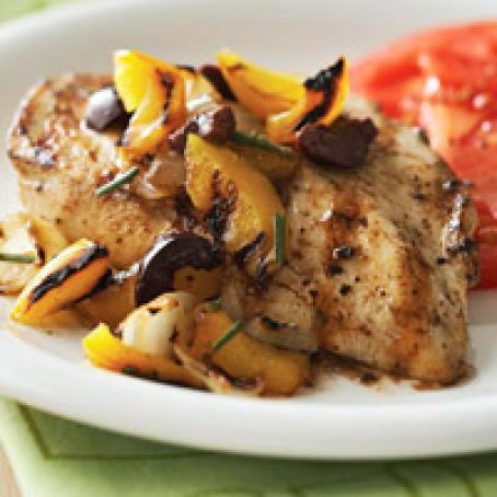 Chicken with Yellow Pepper-Olive Grilled Salsa