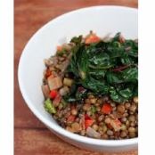 Warm Lentil Salad with Braised Greens (and Sunny Side Up Egg)