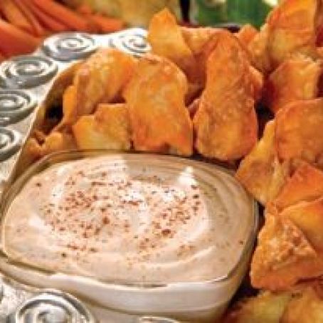 Chorizo Sausage and Machego Wontons with Ancho Sauce