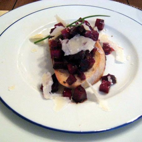 Roasted Beet and Parmigiano Bruschetta