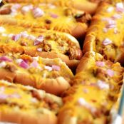 OVEN BAKED CHILI CHEESE DOGS