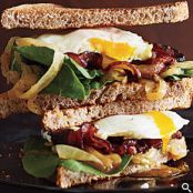 Bacon & Egg Sandwiches with Caramelized Onions & Arugula