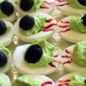 Halloween Eye of Newt Deviled Eggs
