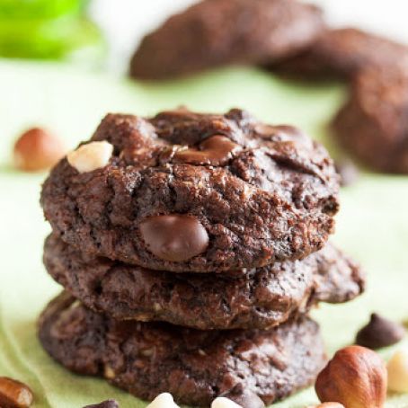 Nutty Triple Chocolate Brownie Cookies