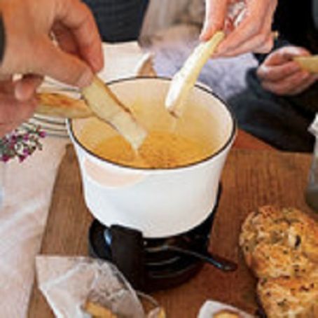 Gruyere Cheese Fondue with Roasted Potato Spears | The Peppertree