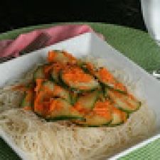 Seasoned Rice Noodles with Cucumber and Carrot Salad