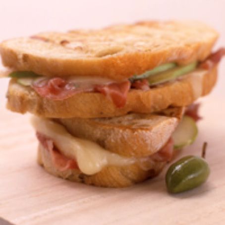 Prosciutto, Brie and Apple Panini with Scallion Butter