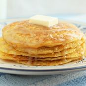 Cornbread Pancakes with Honey Butter Syrup