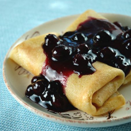 Cheese Blintzes with Blueberry Sauce