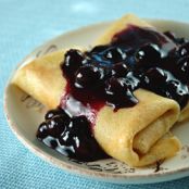 Cheese Blintzes with Blueberry Sauce