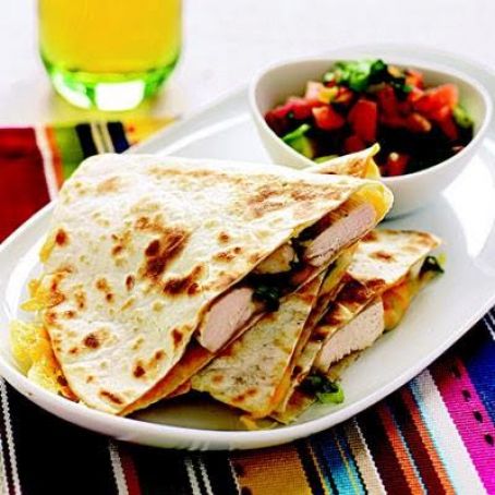 Chicken Quesadilla with Avacado Tomato Salsa