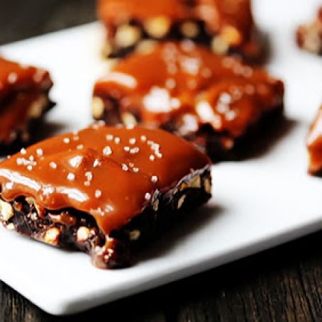Salted Pretzel Caramel Brownies