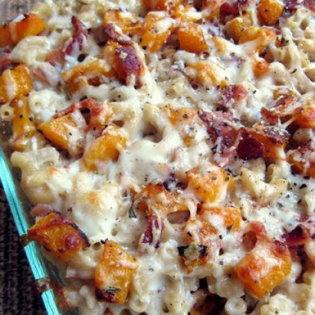 Roasted Butternut Squash and Bacon Pasta