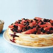 Crepe Cake with Carmelized Apples & Wild Blueberries